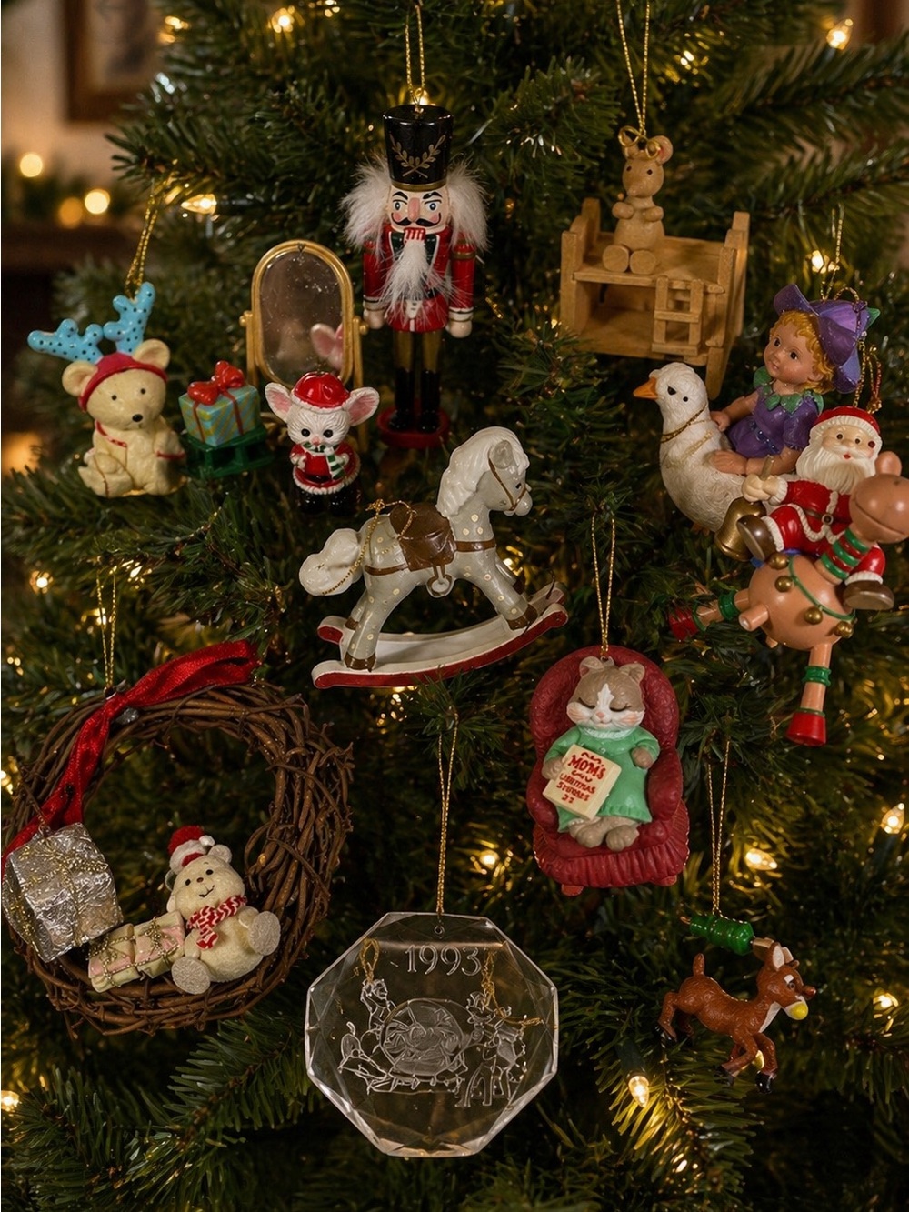 Vintage Christmas Ornaments Set Festive Holiday Tree‎ Retro Home Decor